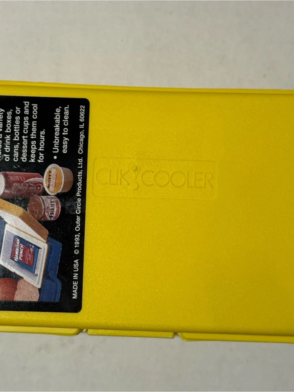 Vintage 1993 Clik Cooler Yellow Mini Insulated Lunch Box Juice Box Retro
